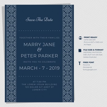 Vintage Wedding Invitation Card Templates vector