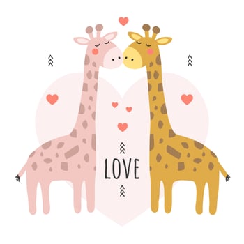 Giraffe Vector Valentine Background Vector