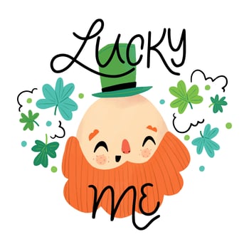 Cute Irish Man Smiling With Clovers Around vector