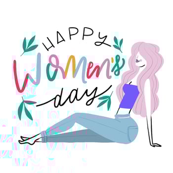 Cute Girl With Pink Hair With Leaves To Women's Day vector