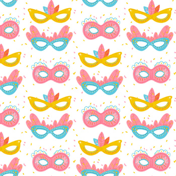 Cute Pattern With Colorful Carnival Masks vector