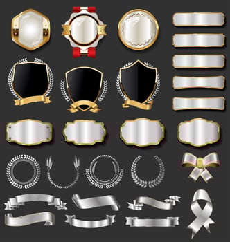 Retro vintage black and gold badges and labels collection vector
