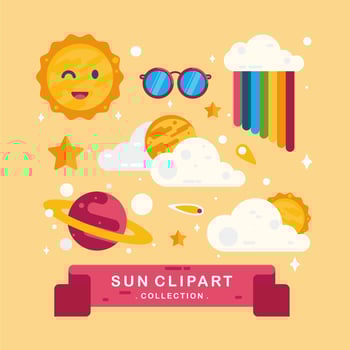 Sun clipart set vector