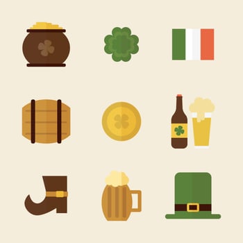 St Patrick's Day Icons With Shadows vector