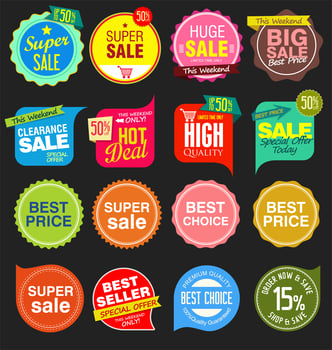 modern sale stickers and tags colorful collection vector