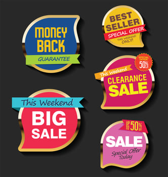 Modern sale stickers and tags colorful collection vector