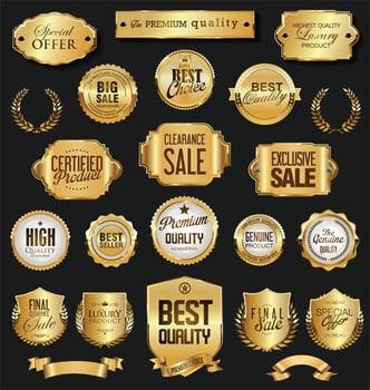 retro vintage badges golden collection vector illustration