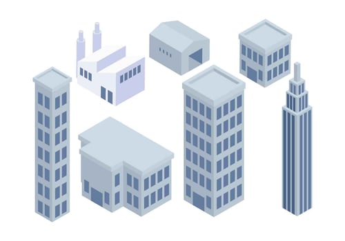 Isometric Industrial Buildings Set Vector