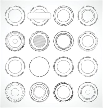 Grunge round paper stickers black and white vector