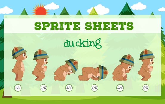 Sprite sheets bear ducking vector