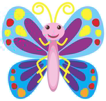 Colorful butterfly with happy smile vector