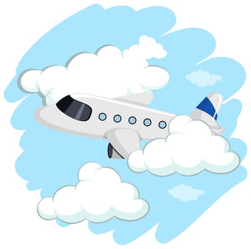 Airplane flying high in sky vector