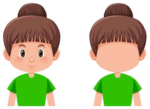 Set of girl with brunette bun hair vector
