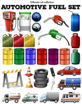 Different transportation and petrol vector