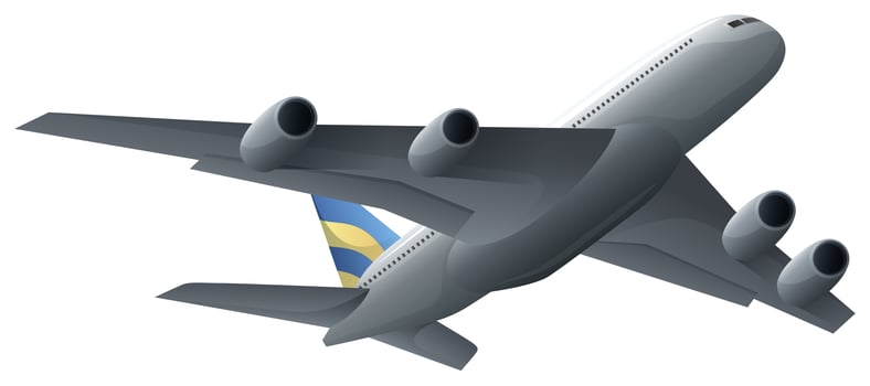 Airplane flying on white background vector