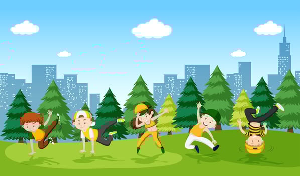 Urban boy street dance in the park vector