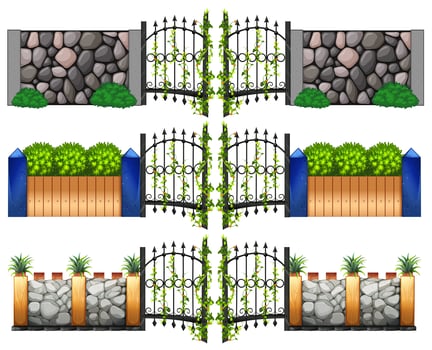 Different design for gates and walls vector