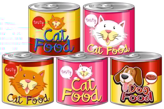 Set of canned pet food vector