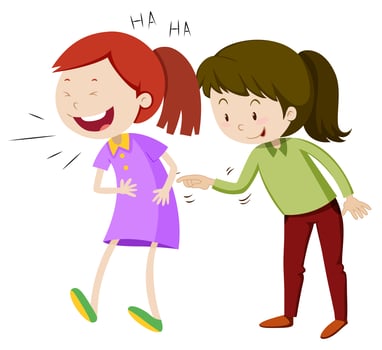 Two happy girls laughing vector