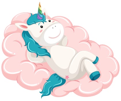 Unicorn lay on the cloud vector