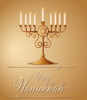 Happy Hanukkah with jewish symbol and light vector