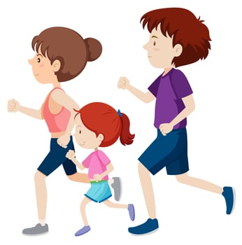 A Family running together vector