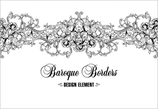 Ornamental border, frame. Baroque pattern. Vector seamless.