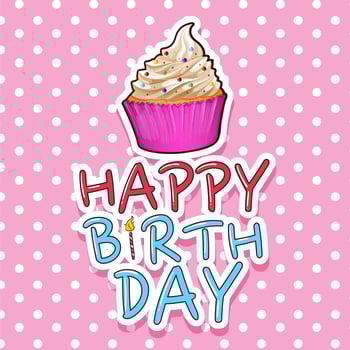 Card template for birthday with cupcake vector