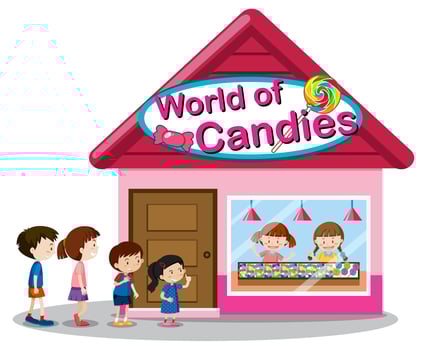 World of candies store vector
