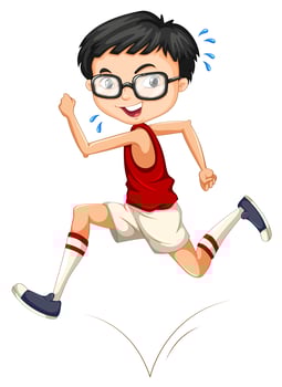 Boy with glasses running vector