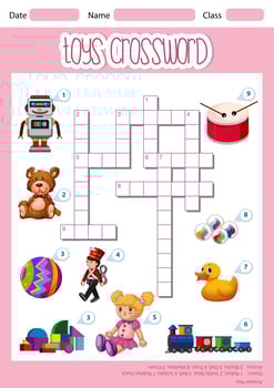 A cute toys crossword template vector