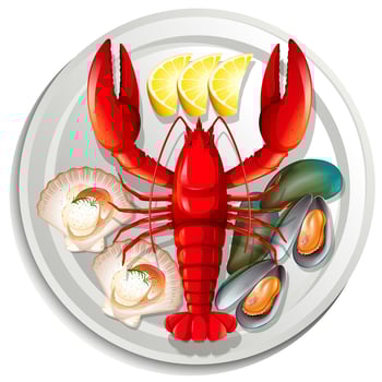 A seafood set on plate vector