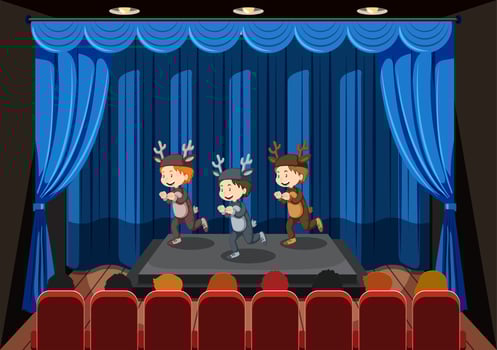 Children performing on stage vector