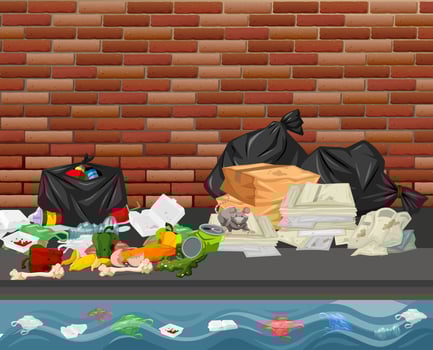 Litter in the city vector