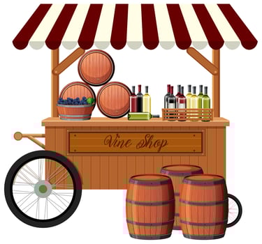 Wine shop on white background vector