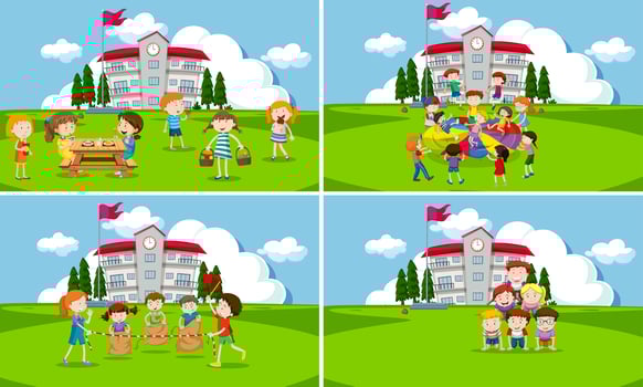 A set of students at school vector