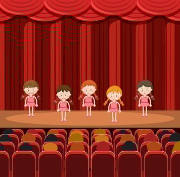A Group of Girls Performing on Stage vector