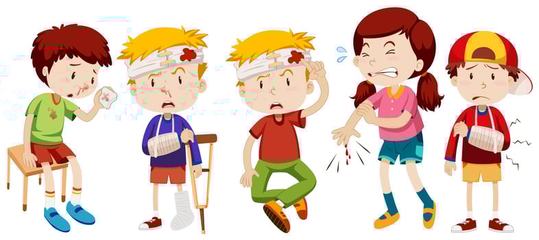 Children with wounds from accident vector