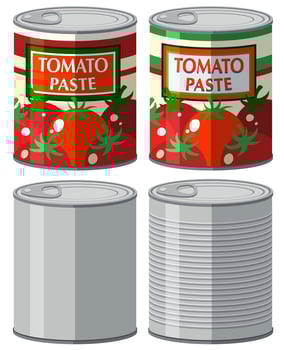 Aluminum can with and without label vector