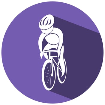 Sport icon design for cycling on round tag vector