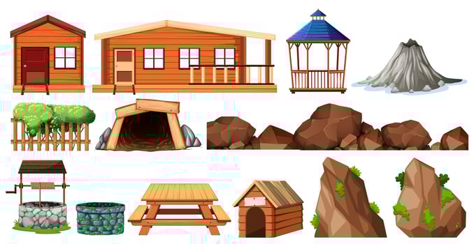 Set of house and gardening vector
