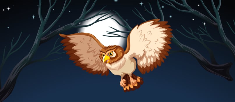 An owl hunting at night vector