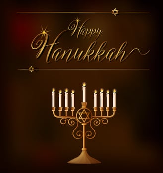 Happy Hanukkah card template with lights on holder vector