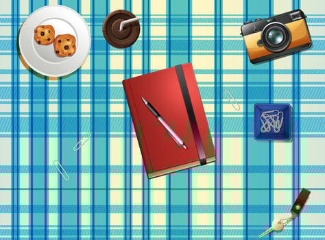 Objects on table top view vector