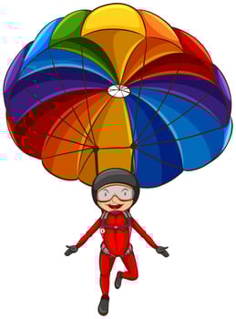 A simple sketch of a girl with a parachute vector