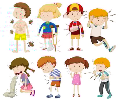 A Set of Sick Children vector