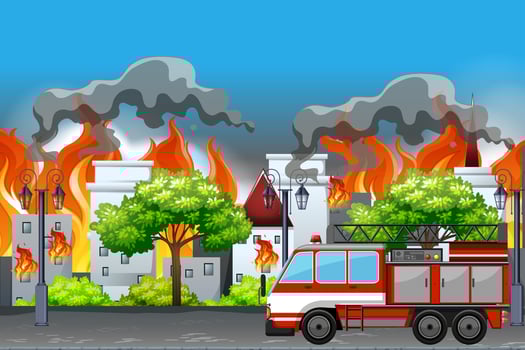 Fire in at the town apartment vector
