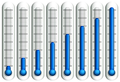 Thermometer with blue liquid vector
