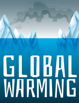 Global warming sign with ice melting vector