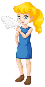 A teenage girl smoking on white background vector